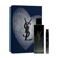 YSL MYSLF Eau de Parfum 100ml  and 10ml set, with a dark blue heart-patterned gift box.